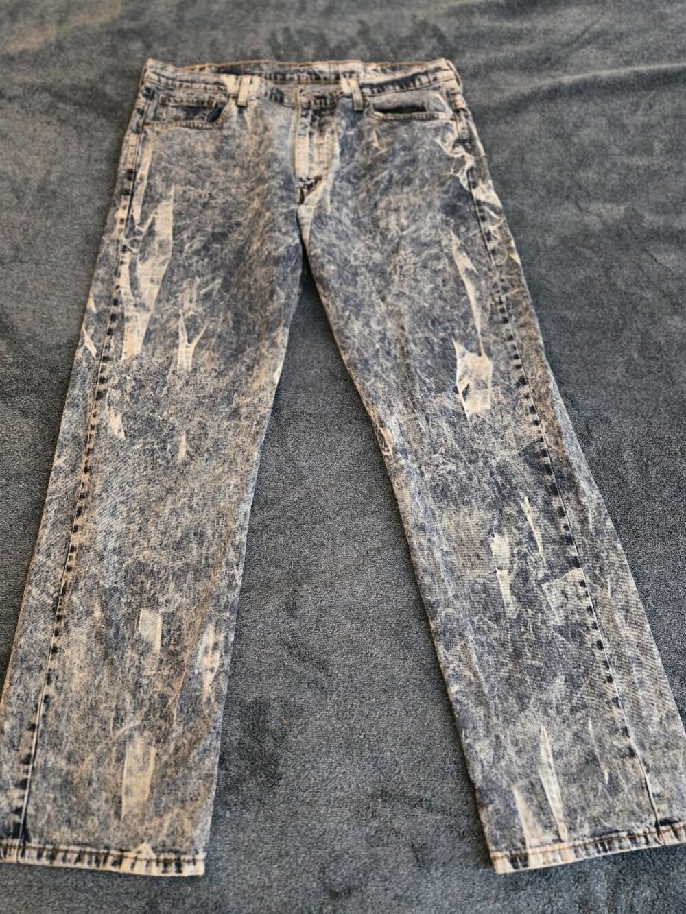 Levis 569 Jeans Mens 38x34 Blue Denim Relaxed Loose Straight Zip Fly Bleach Wash